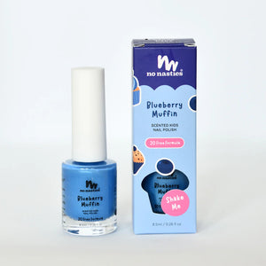 blueberry scented kids nail polish on white background