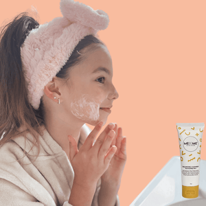 girl washing her face with MEBEME Skincare balancing cleanser