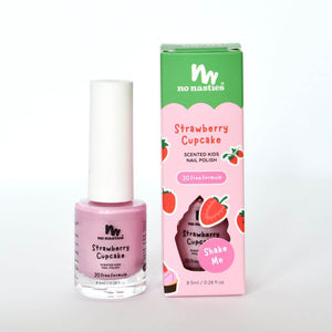 kids nail polish strawberry cupcake on white back ground